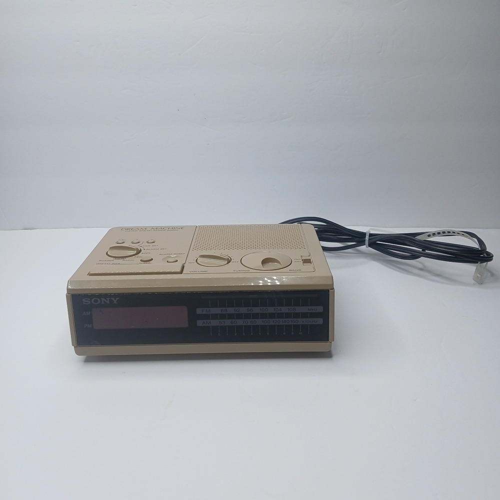 Sony Digital Clock Radio OS Tan Dream Machine ICF-C2W Vintage AM/FM